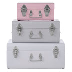 Set of Three Assorted Pink and Grey Storage Trunks
