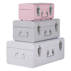 Set of Three Assorted Pink and Grey Storage Trunks