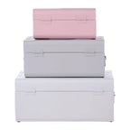 Set of Three Assorted Pink and Grey Storage Trunks