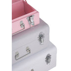 Set of Three Assorted Pink and Grey Storage Trunks