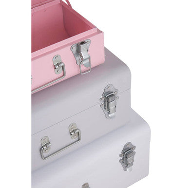 Set of Three Assorted Pink and Grey Storage Trunks