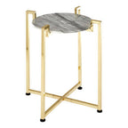 Round White Marble Side Table with Gold Finish Base
