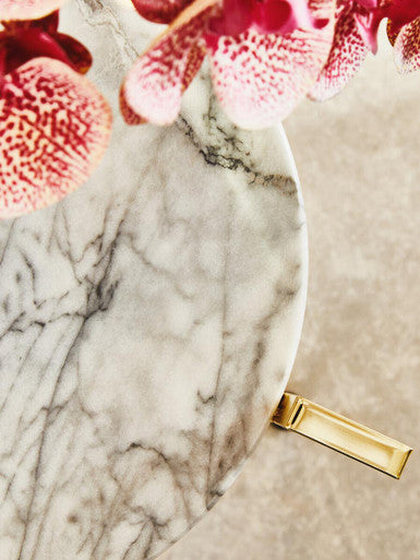 Round White Marble Side Table with Gold Finish Base