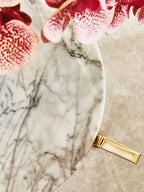 Round White Marble Side Table with Gold Finish Base