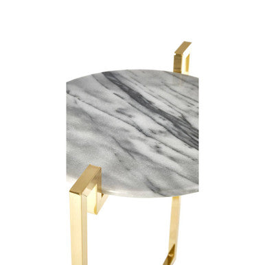 Round White Marble Side Table with Gold Finish Base