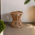 Natural Rattan Hourglass Stool