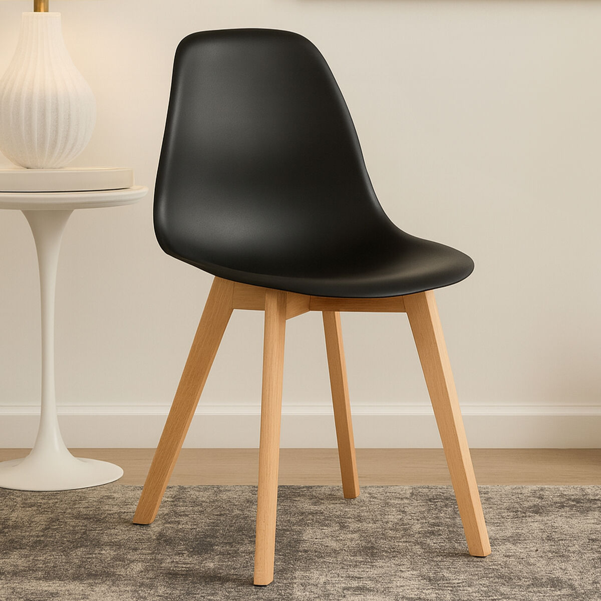 Black Chair with Beech Wood Legs