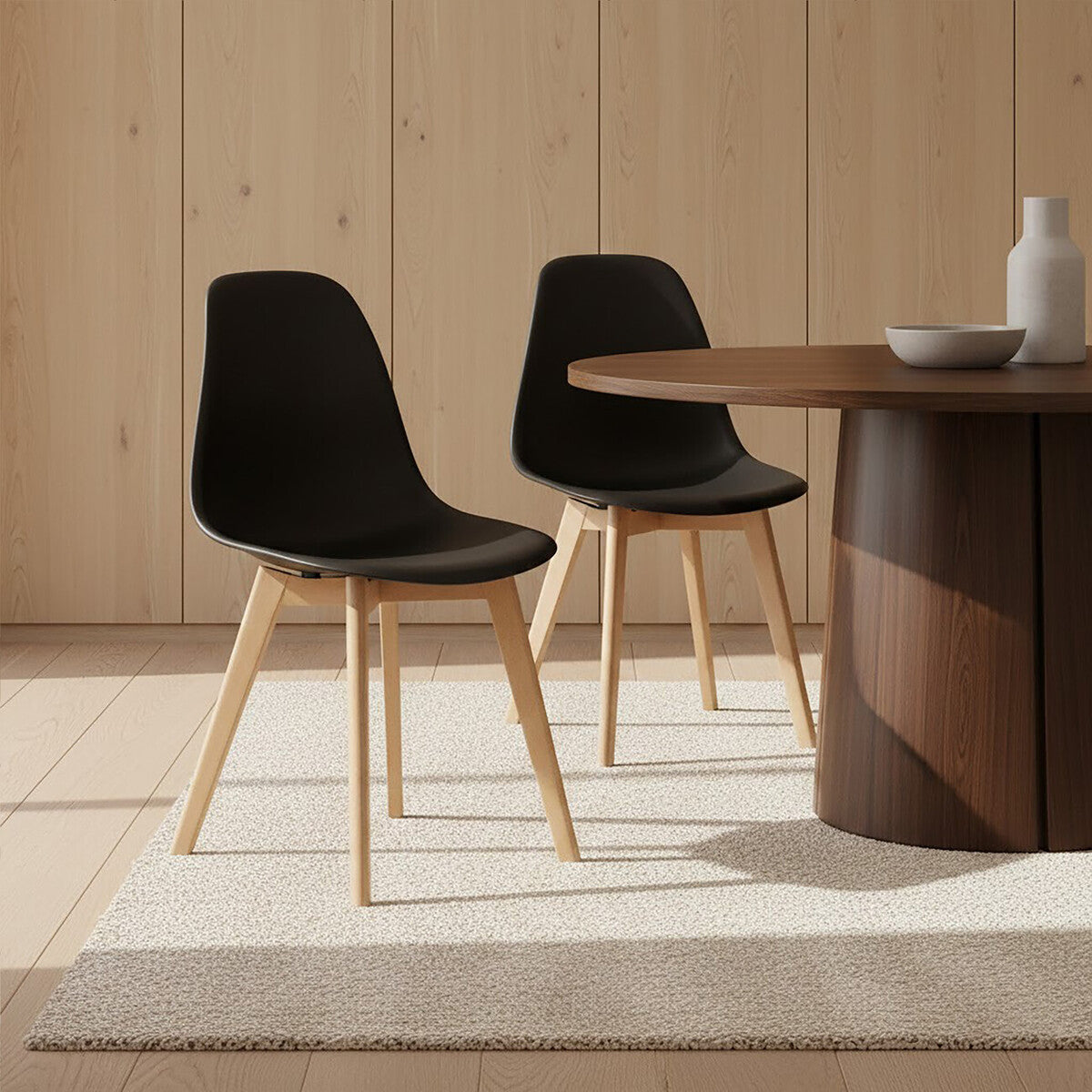 Black Chair with Beech Wood Legs