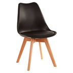 Black Chair with Cushion and Beech Wood Legs