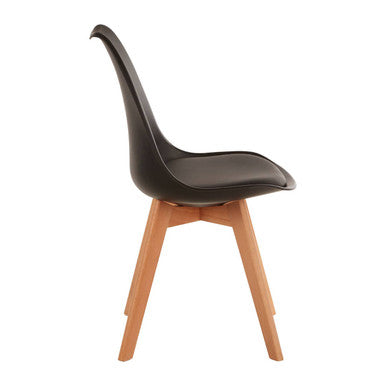 Black Chair with Cushion and Beech Wood Legs
