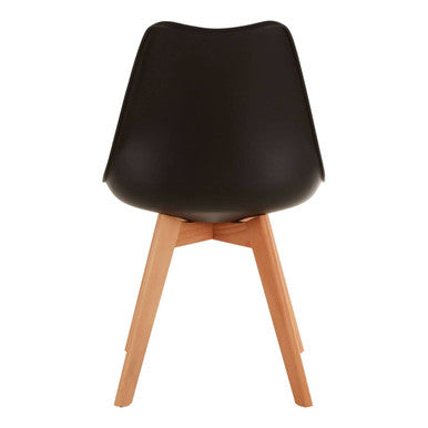 Black Chair with Cushion and Beech Wood Legs