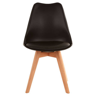 Black Chair with Cushion and Beech Wood Legs