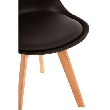 Black Chair with Cushion and Beech Wood Legs