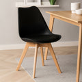 Black Chair with Cushion and Beech Wood Legs