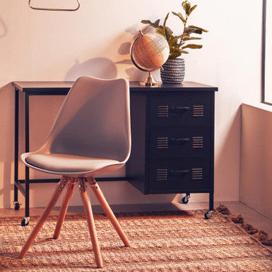 Grey Padded Seat Dining Chair