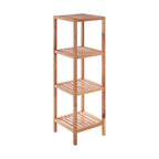 Natural Walnut Wood 4 Tier Tall Bathroom Shelf Unit