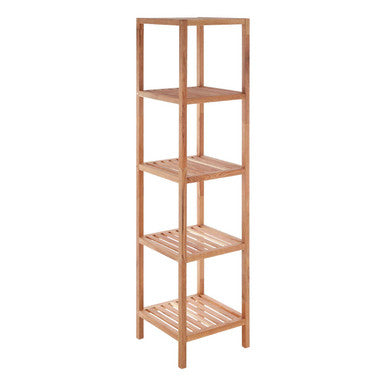 Natural Walnut Wood 5 Tier Bathroom Shelf Unit