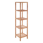 Natural Walnut Wood 5 Tier Bathroom Shelf Unit