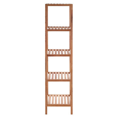 Natural Walnut Wood 5 Tier Bathroom Shelf Unit