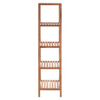 Natural Walnut Wood 5 Tier Bathroom Shelf Unit