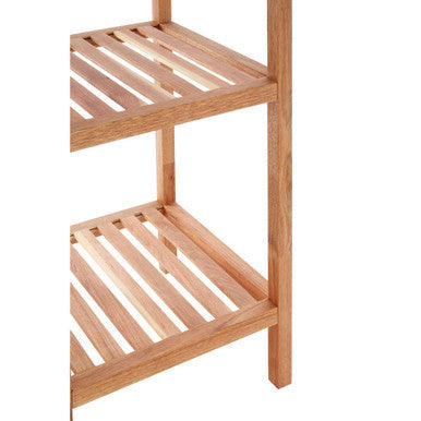 Natural Walnut Wood 5 Tier Bathroom Shelf Unit