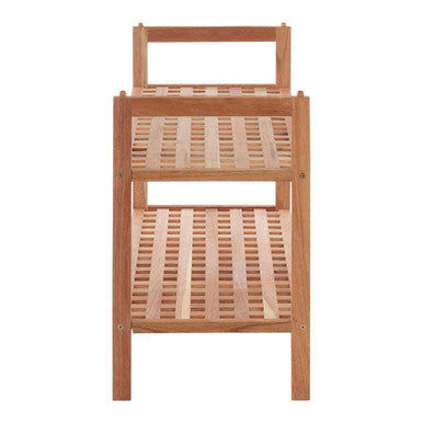 2 Tier Walnut Wood Grid Design Stackable Shoe Rack