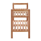 Natural Walnut Wood 2 Tier Slatted Stackable Shoe Rack