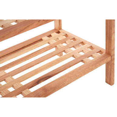 Natural Walnut Wood 2 Tier Slatted Stackable Shoe Rack