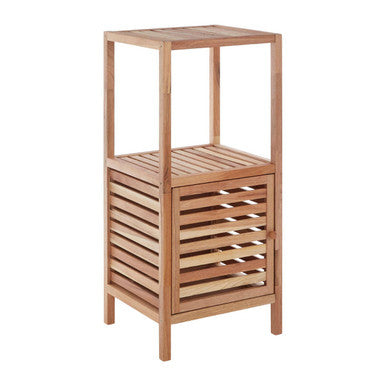Natural Walnut Wood 2 Tier Bathroom Shelf Unit