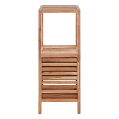 Natural Walnut Wood 2 Tier Bathroom Shelf Unit