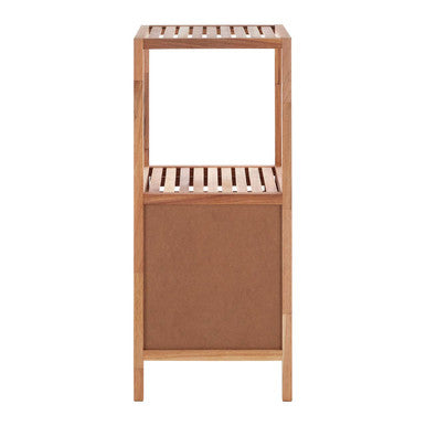 Natural Walnut Wood 2 Tier Bathroom Shelf Unit