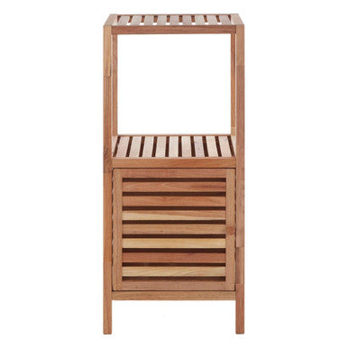 Natural Walnut Wood 2 Tier Bathroom Shelf Unit