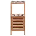 Natural Walnut Wood 2 Tier Bathroom Shelf Unit
