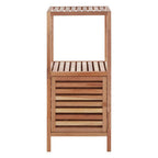 Natural Walnut Wood 2 Tier Bathroom Shelf Unit