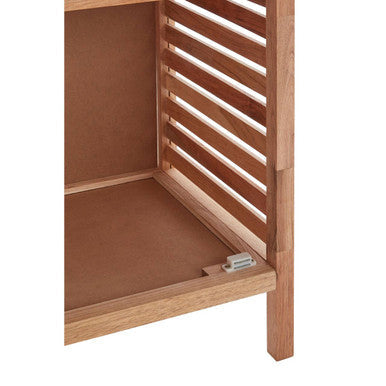 Natural Walnut Wood 2 Tier Bathroom Shelf Unit