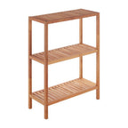 Natural Walnut Wood 3 Tier Tall Bathroom Shelf Unit