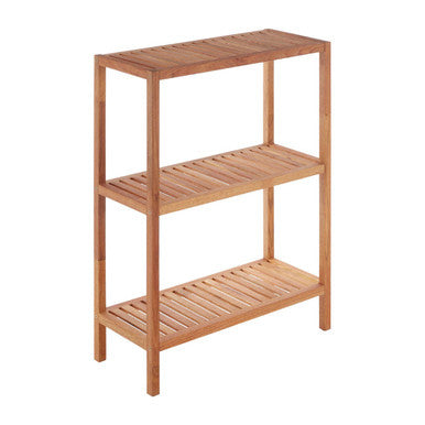 Natural Walnut Wood 3 Tier Tall Bathroom Shelf Unit