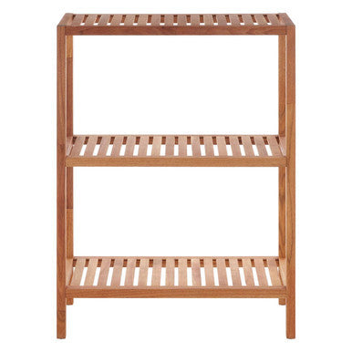 Natural Walnut Wood 3 Tier Tall Bathroom Shelf Unit