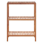 Natural Walnut Wood 3 Tier Tall Bathroom Shelf Unit