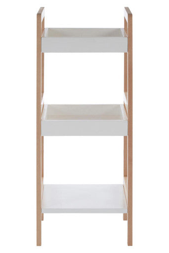 Natural and White Wooden 3 Tier Bathroom Shelf Unit