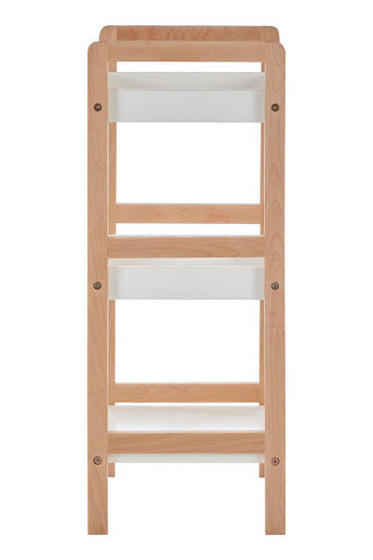 Natural and White Wooden 3 Tier Bathroom Shelf Unit
