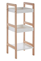 Natural and White Wooden 3 Tier Bathroom Shelf Unit