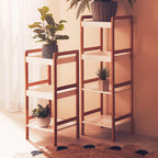 Natural and White Wooden 3 Tier Bathroom Shelf Unit