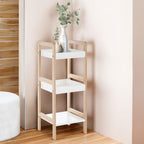 Natural and White Wooden 3 Tier Bathroom Shelf Unit