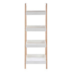 Natural and White Birch Wood 4 Tier Bathroom Shelf Unit