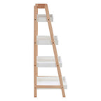 Natural and White Birch Wood 4 Tier Bathroom Shelf Unit