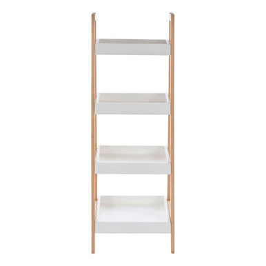 Natural and White Birch Wood 4 Tier Bathroom Shelf Unit