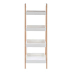 Natural and White Birch Wood 4 Tier Bathroom Shelf Unit