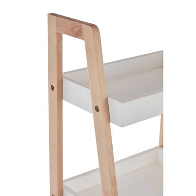 Natural and White Birch Wood 4 Tier Bathroom Shelf Unit