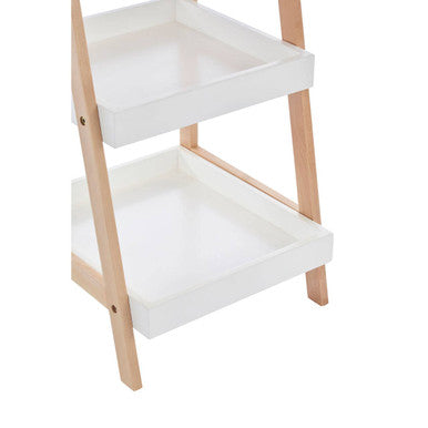 Natural and White Birch Wood 4 Tier Bathroom Shelf Unit